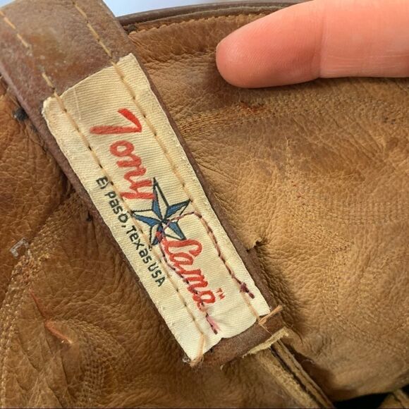 Tony Lama Brown Brandy Ostrich Cowboy Boots 9D main image 13